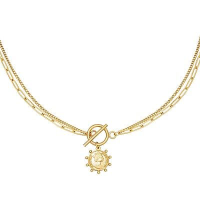 18ct Gold-Plated Double Layer Coin Necklace (18 inches)