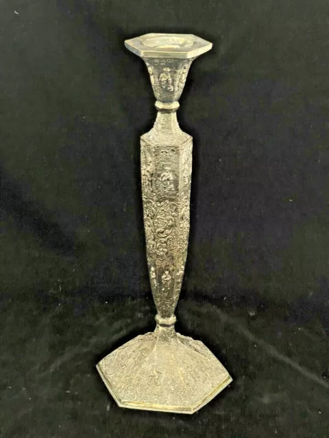 Barbour Silver Co. Silver Plated Dutch Motif Repousse 12" Baroque Candle Holder