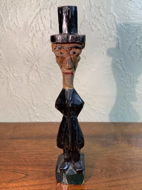 Abe Lincoln Folk Art Hand Carved Hand Painted Wooden Figure