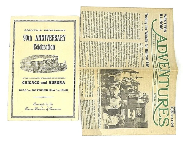 1940 Souvenir Program Chicago & Aurora Railroad * train stamps, Western Illinois