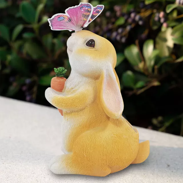 Resin Decorative Light Cute Rabbit Butterfly Bunny Statue for Outside Decoration