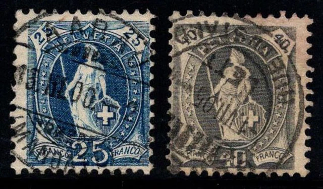 Suisse 1889-1905 Mi. 67, 77 Oblitéré 100% Helvetia debout