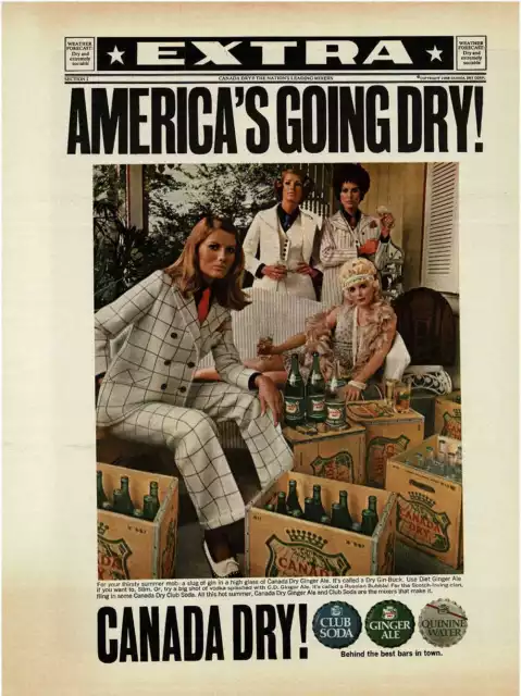 1968 CANADA DRY soda Newsflash EXTRA America's Going Dry Vintage Print Ad