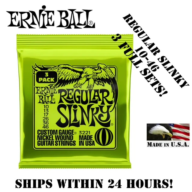 **3 Sets Ernie Ball 2221 Regular Slinky Electric Guitar Strings 10-46**