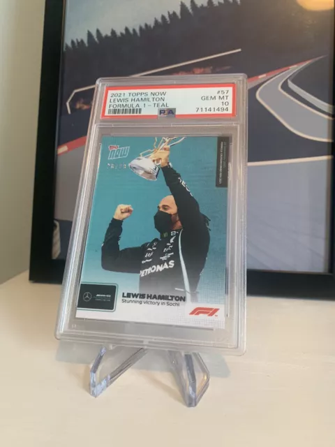 2021 Topps Now Formula 1 F1 #57 Lewis Hamilton Sochi Win Teal /99 PSA 10 GM MT