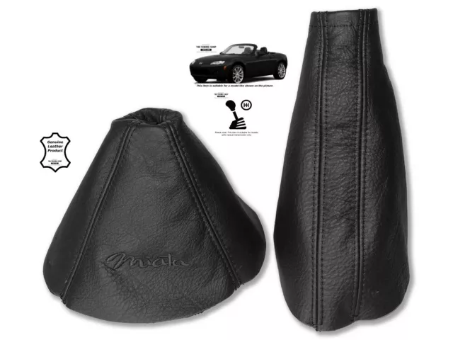 Gear Handbrake Gaiter For Mazda MX5 MK3 05-12 Leather Embroidery Black