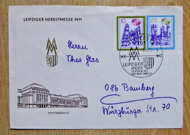 1 ETB gelaufen, FDC DDR 1971 - MiNr. 1700-1701 Leipziger Herbstmesse