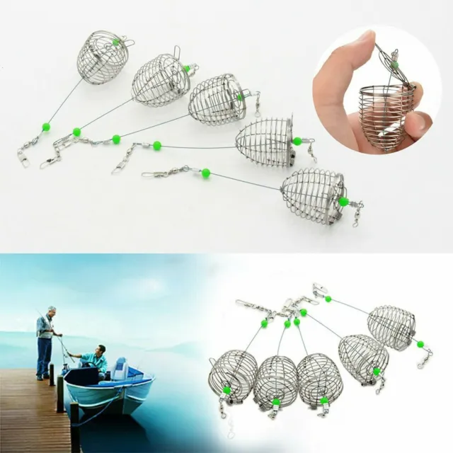 2/5Pcs Fishing Tool Basket Feeder Holder Tackle Accessory Fishing Trap Bait Cage