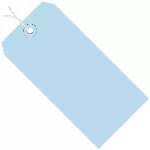 MyBoxSupply 6 1/4 x 3 1/8" Light Blue 13 Pt. Shipping Tags - Pre-Strung, 1000 Pe