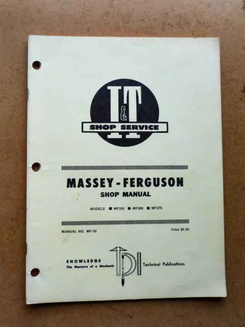 MASSEY FERGUSON Shop Service Repair Manual Tractor Models MF-255 MF-265 MF-275