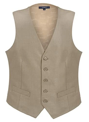 Mens Formal Suit Vest, Beige, X-Small