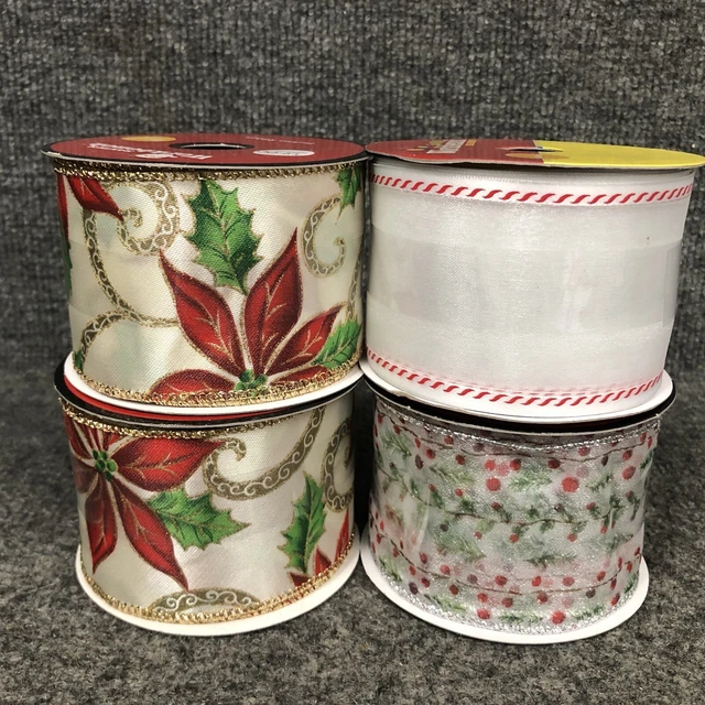 Lote de 4 carretes de cinta de Navidad con cable vintage de 2 1/2"" con 4 yardas cada uno nuevo