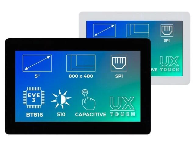 Display RVT50UQBNWC00: TFT 5" 800x480 Bel: Dimensioni display LED: 108x64,8 mm Rive