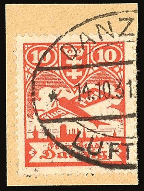 13518) Danzig 202I Briefstück Plattenfehler sign. Oechsner BPP Mi. 250,-