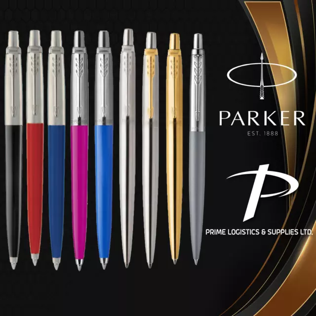 Parker Jotter Ballpoint Pen Blue & Black Ink in Black Blue Red Gold & Silver