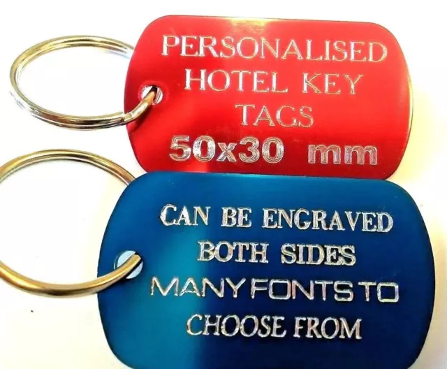 Personalised Engraved key tags/I.D.Tag keyrings, clubs, hotel, door, school