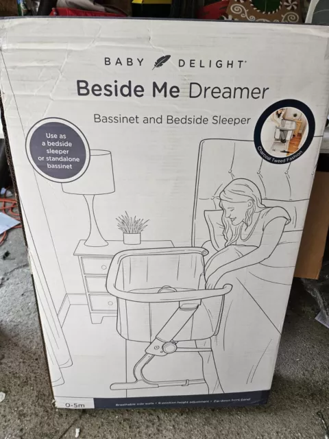 Baby Delight Beside Me Dreamer Bassinet and Bedside Sleeper - Charcoal Tweed