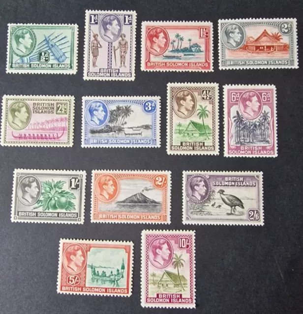 British Solomon Islands KGVI 1939-51 Set of 13 SG60-72 Mint Cat £110