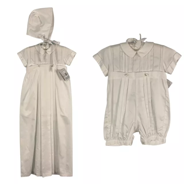 Kissy Kissy Baby Boys' 3-Piece Baptism Christening Gown Suit & Bonnet Set 0-3 M