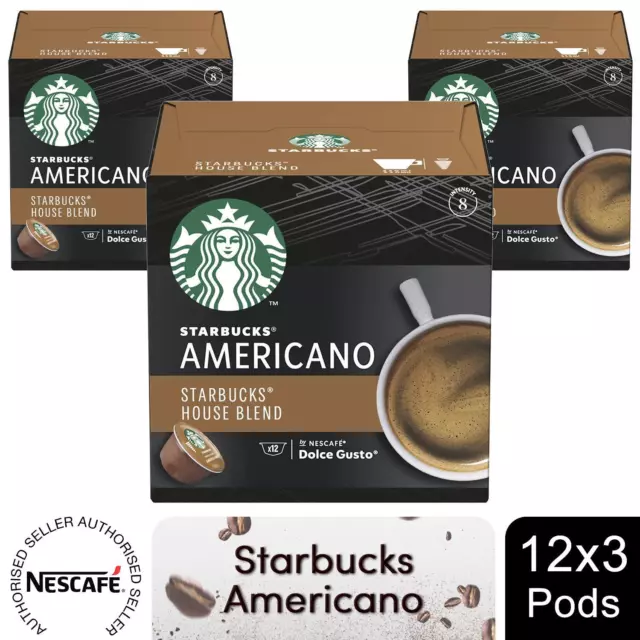 Nescafe Dolce Gusto Starbucks Coffee Pods Americano House 3 Boxes (36 drinks)