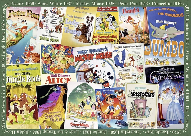 Puzzle Adulte  1000 Pieces Les affiches Vintage Disney : 101 Dalmatiens Dumbo -