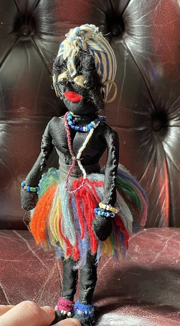 VINTAGE BLACK AFRICAN Native Tribal Rag Doll, Cloth, Hand Made, Beaded ...