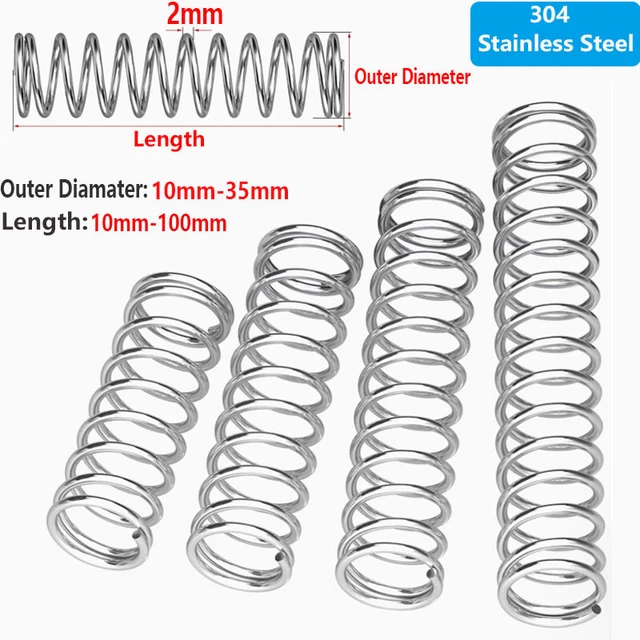 2 X 100mm Steel Extension Springs, Spring Diameter 18mm