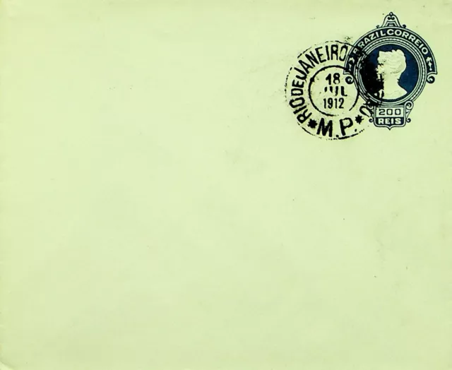 Sephil Brazil 1912 Vor WWI Rio De Janeiro Stempel 200 Reis Ps Umschlag