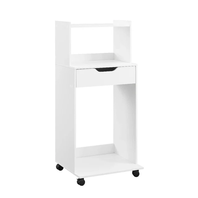 Microwave Kitchen Cart, White Finish