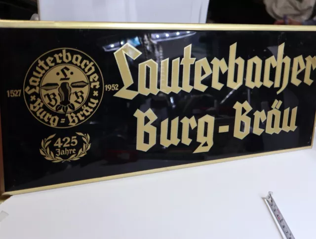 Vintage Blechschild Lauterbacher Burg-Bräu, 1952, 50 x 20 cm