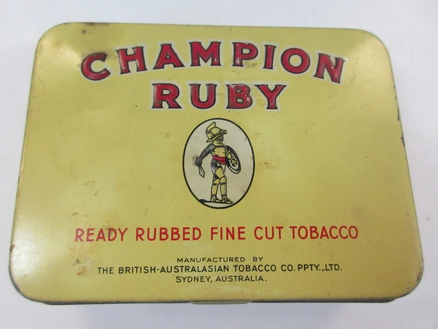 CHAMPION RUBY READY Rubbed Fine Cut Tobacco 2Oz Empty Tin $225.00