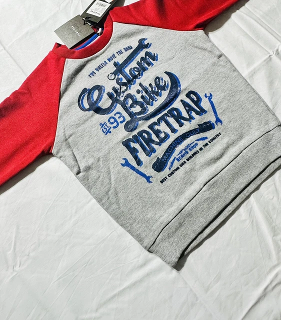 BOYS TRUE RED Firetrap Sweatshirt 6 7 Uk Rrp 36 Bnwt Free
