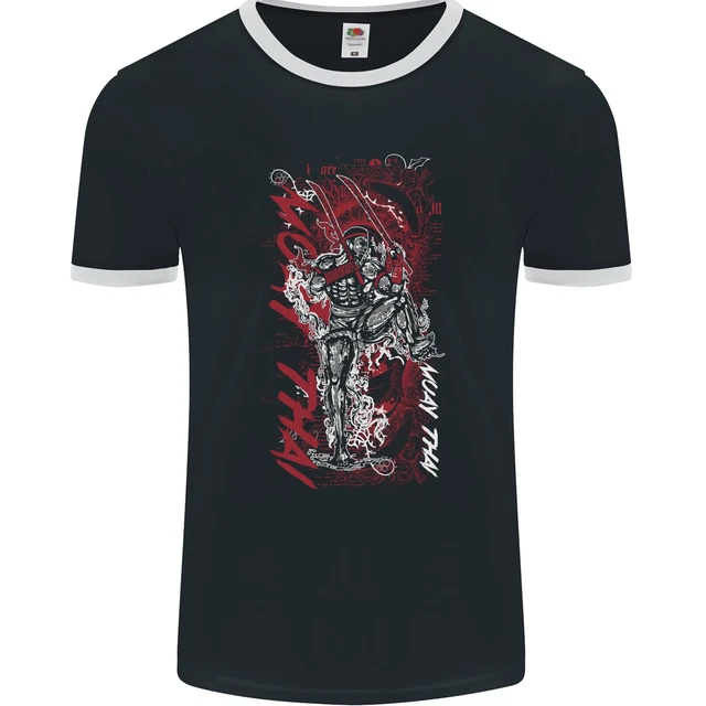 Muay Thai Fighter Warrior MMA Martial Arts Mens Ringer T-Shirt FotL