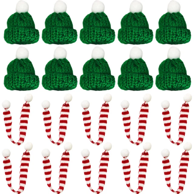 20 Pcs Écharpe Miniature De Noël Chapeaux Miniatures Tisser