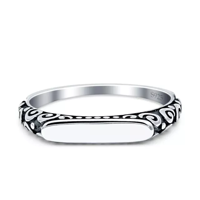 3mm Signet Oxidized Trendy Band Solid 925 Sterling Silver Thumb Ring