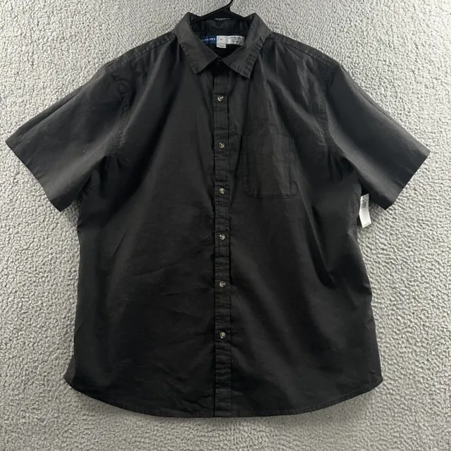 Old Navy Mens Shirt Black Size XL Everyday Shirt Short Sleeve Linen Blend