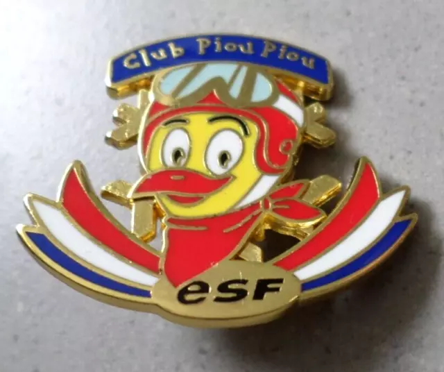 BROCHE DE SKI nouvelle version / CLUB PIOU PIOU ESF / INSIGNE MEDAILLE FLOCON
