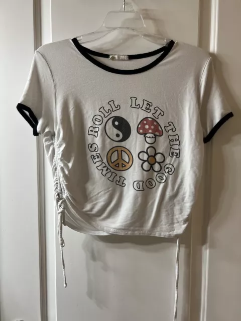 #154. Moonchild Mushroom Tee - Let the Good Times Roll Crop Top Size XL