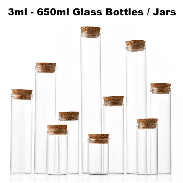 Wholesale 3ml-650ml Small Clear Glass Bottles Tiny Wide Opening Jars with Cork B
