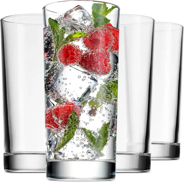 Highball Drinking Glasses, Italian Made Tall Glass Cups, Water Glasses, Cocktail
