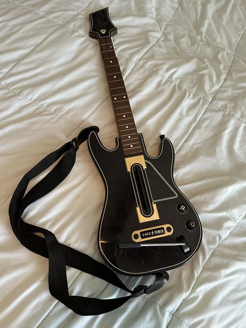 Activision Guitar Hero Power Wireless Guitar Xbox 360 PS3 Black Gold No Dongle Activision Guitar Hero Power Wireless Guitar Xbox 360 PS3 Black Gold No Dongle