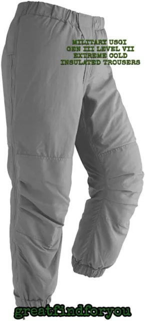Military Usgi Gen Iii Level Vii Extreme Cold Insulated Trousers/Pants Asst Sizes