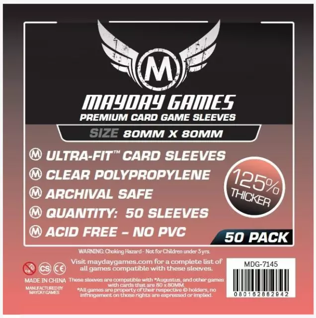 50 Mayday Games Square Board Game Card Sleeves 80 x 80mm MDG-7145