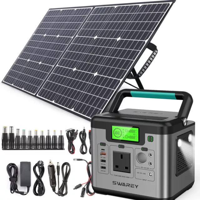 SWAREY 150W/1000W Powerstation Solar Generator Emergency Supply 100W Solar Panel