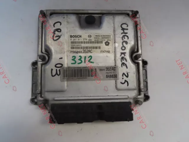 0281011278 Centralina Motore Jeep Cherokee Kj 2.5 Crd 105Kw Edc15C5 P56044352Ac