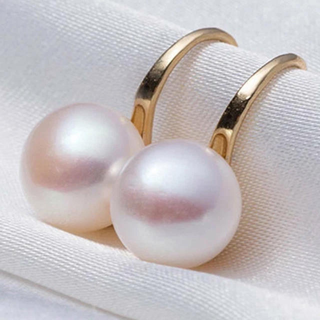 Women Crystal Pair Earrings Elegant Gold Ear Stud 1 Rhinestone Pearl White Lady