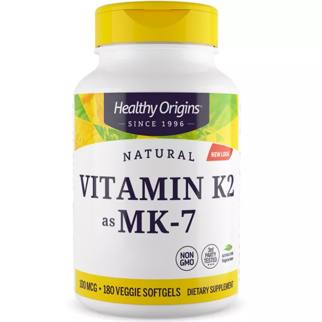 Healthy Origins, Natural Vitamin K2 as MK-7, 100mcg, 180 Veg. Weichkapseln