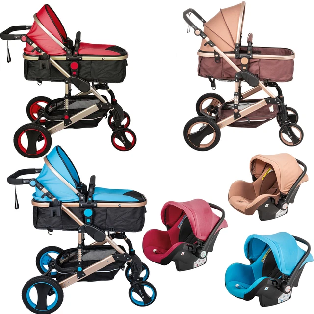 Poussette 3 en 1 Bébé Combinée Siège-Auto Nacelle Trio Réversible