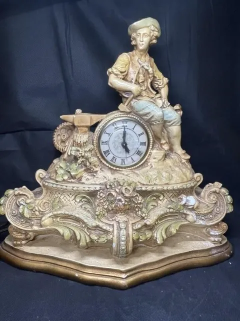 Large Plaster Antique Mantle Clock Victorian