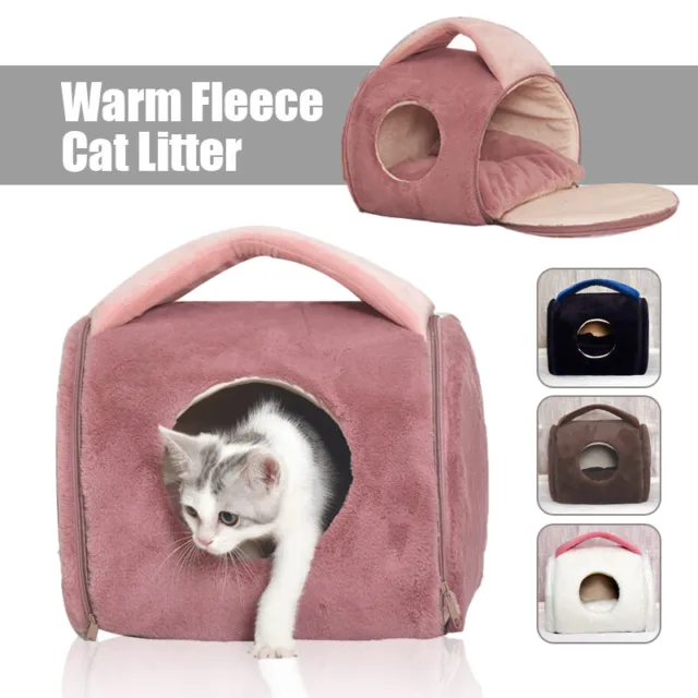 Pet Cat House Kennel Puppy Sleeping Cave Bed Mat Pad Winter Warm Soft Nest